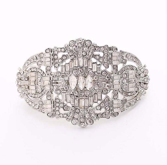 Crystal Silver Hair Barrette Art Deco Bridal Hair Clip Old - Etsy