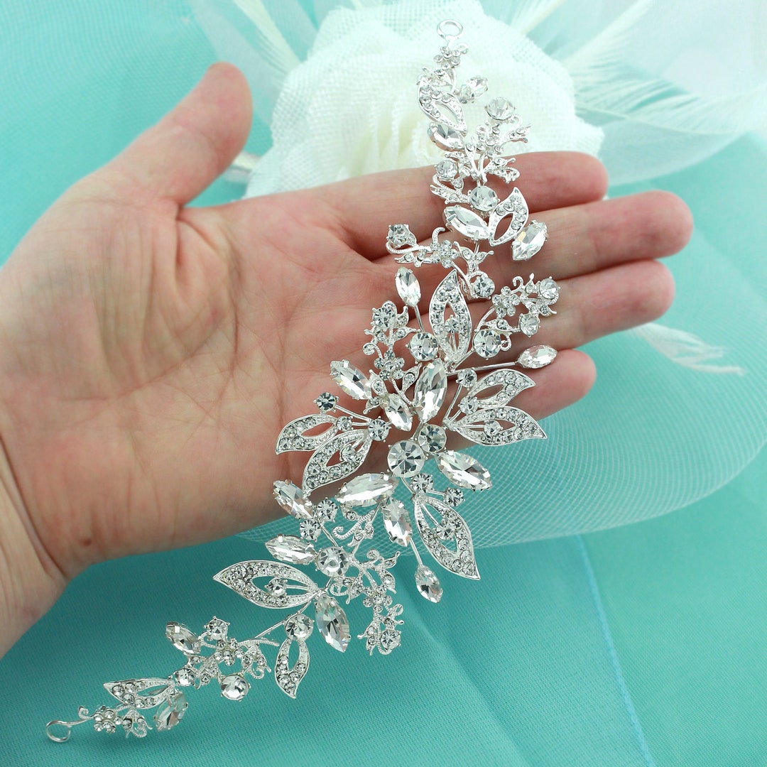 Rhinestone Crystals Hair Vine Bridal Silver Accessory for Etsy