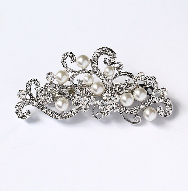 Crystal Pearl Wedding Hair Clip Prom Bridal Hairpiece Gatsby Etsy