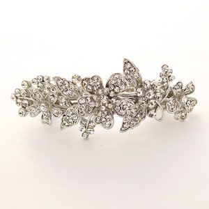 Bridal Rhinestone Barrette: Silver Crystal Wedding Hair Clip
