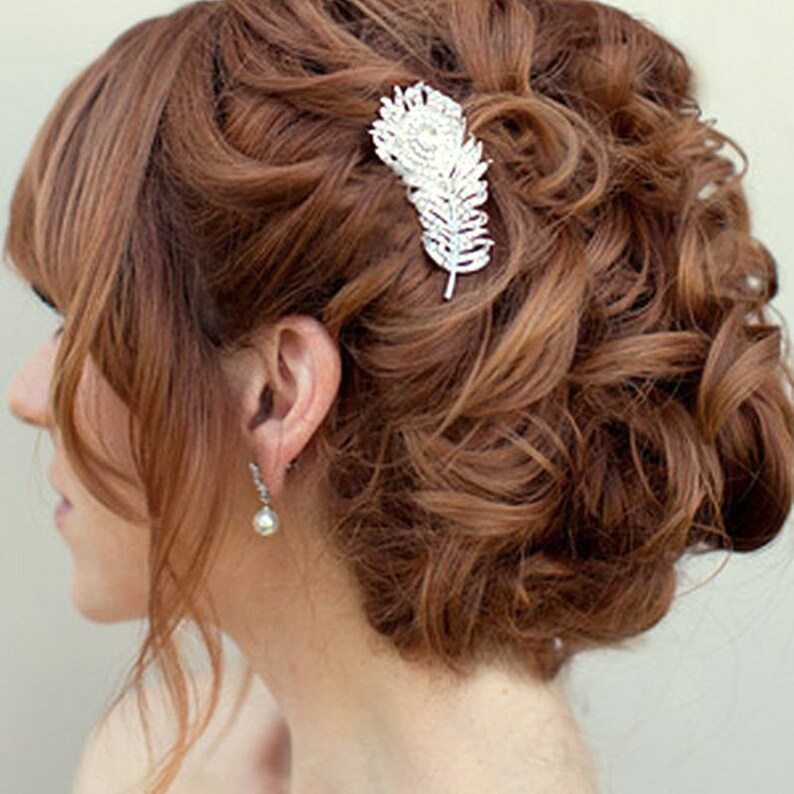 Crystal Feather Hair Comb Rhinestone Silver Comb Wedding Bridal Bridesmaid Feather Hair Comb Jewelry Hair Accessory Combs