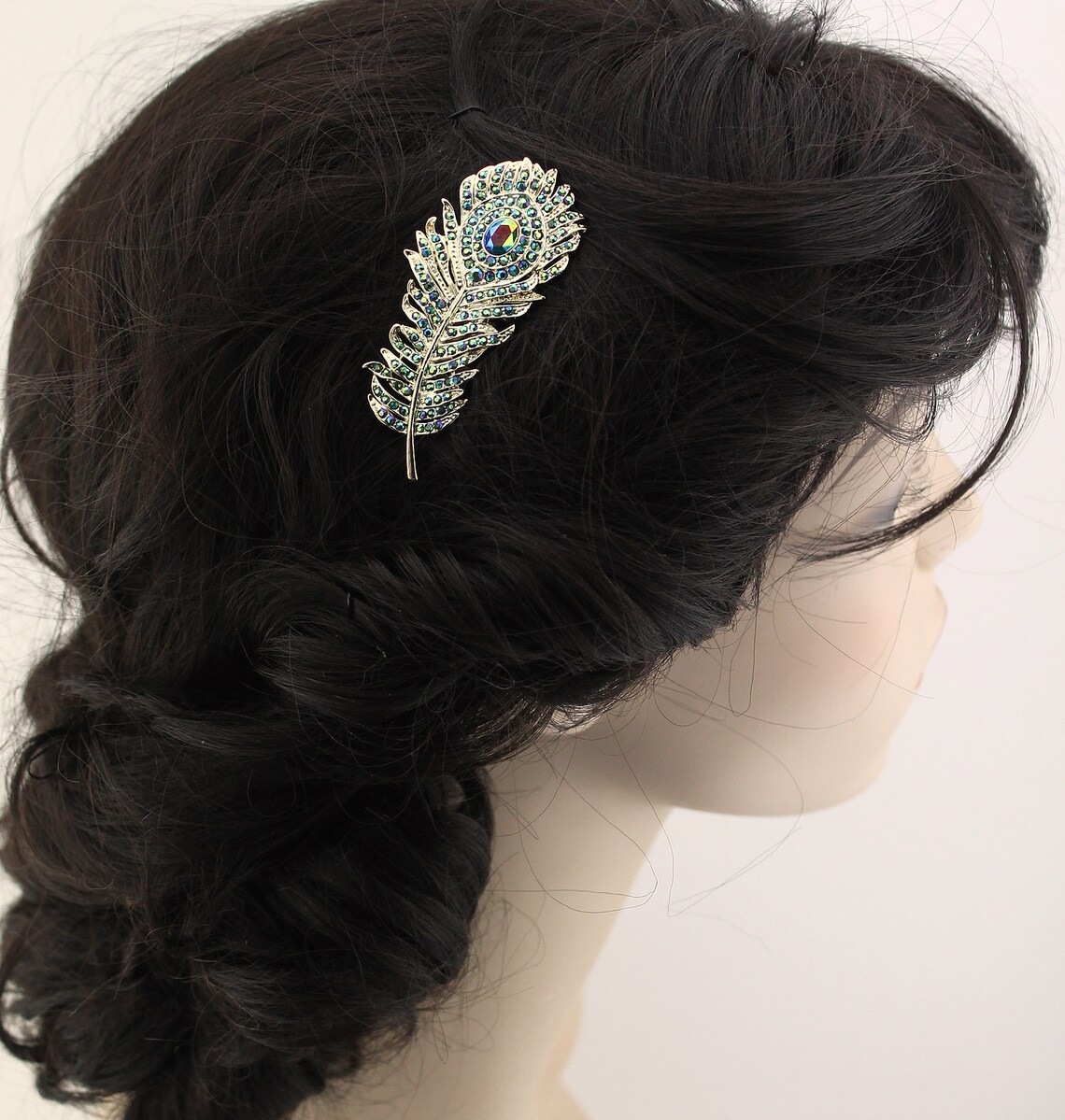 Teal Blue Peacock Feather Hair Comb Wedding Bridal Bridesmaid Etsy