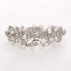Crystal Pearl Bridal Barrette: Rhinestone Wedding Hair Clip