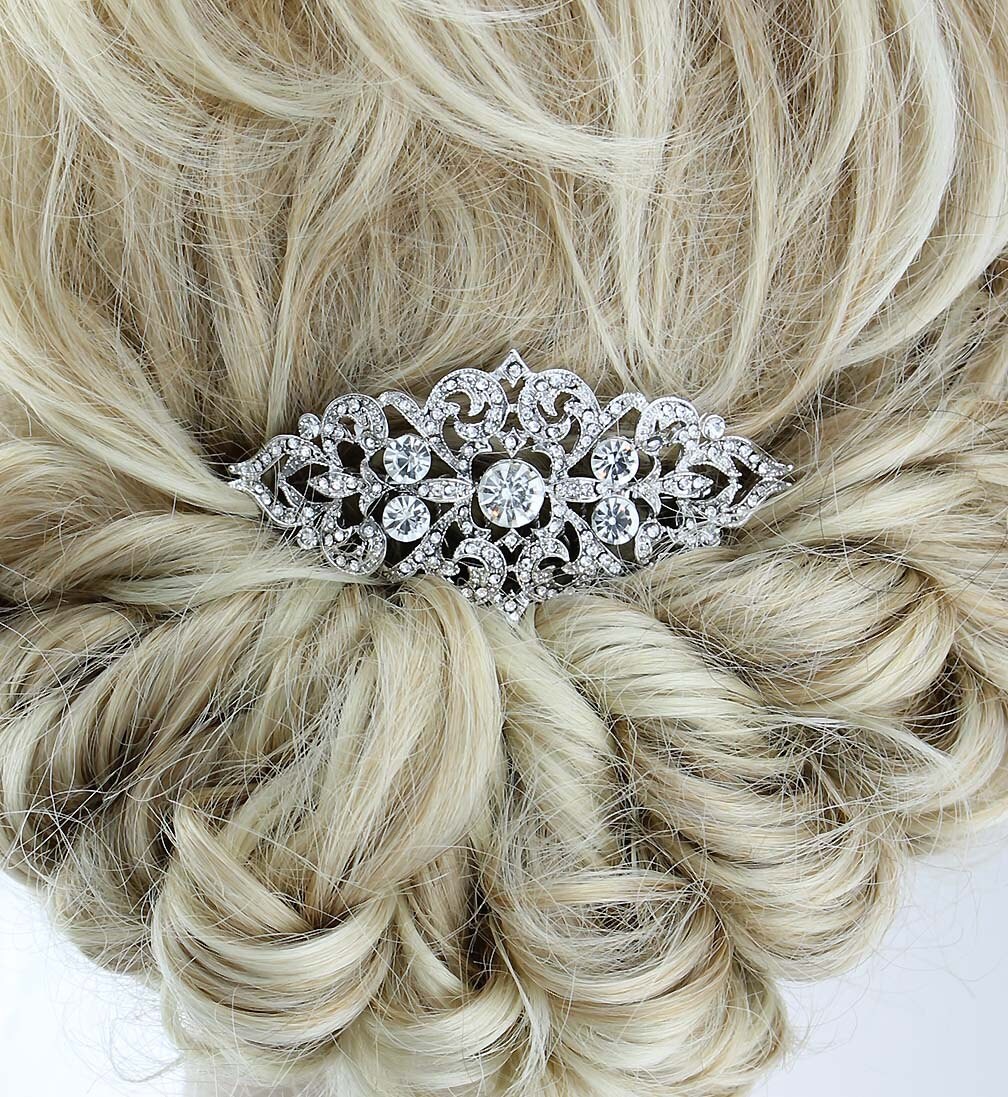 Vintage Bridal Comb, Glam Old Hollywood Wedding Headpiece, Rhinestone…