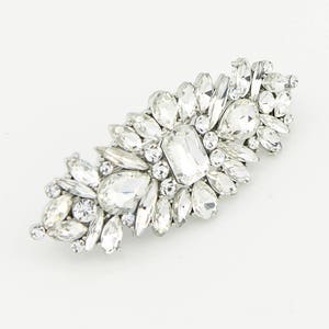 Bridal Hair Barrette, Silver Rhinestone French Barrettes, Vintage Wedding Bride Hair Accessory, Silver Bridal Hair Clip, Crystal Barrette