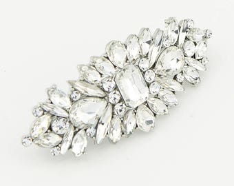 Silver Rhinestone Bridal Barrette: Vintage Wedding Hair Clip