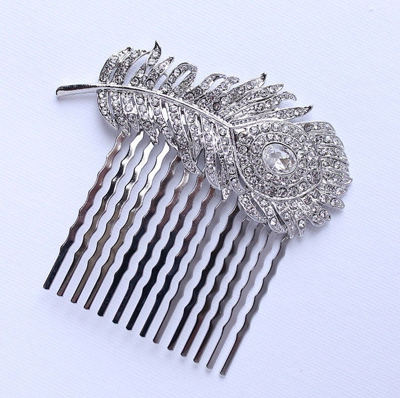 Crystal Feather Hair Comb Rhinestone Silver Comb Wedding Bridal Bridesmaid Feather Hair Comb Jewelry Hair Accessory Combs