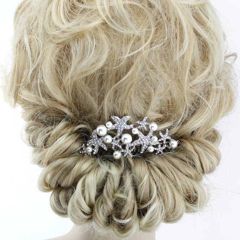 Beach Wedding Hair Comb Bridal Hair Clip Crystal Pearl Etsy
