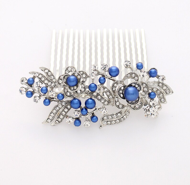 Bridal Hair Comb Royal Blue Wedding Hair Accessory Royal Etsy