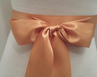 1"  1.5"  2"__ OLD GOLD__ Satin Ribbon Sash, Double Faced