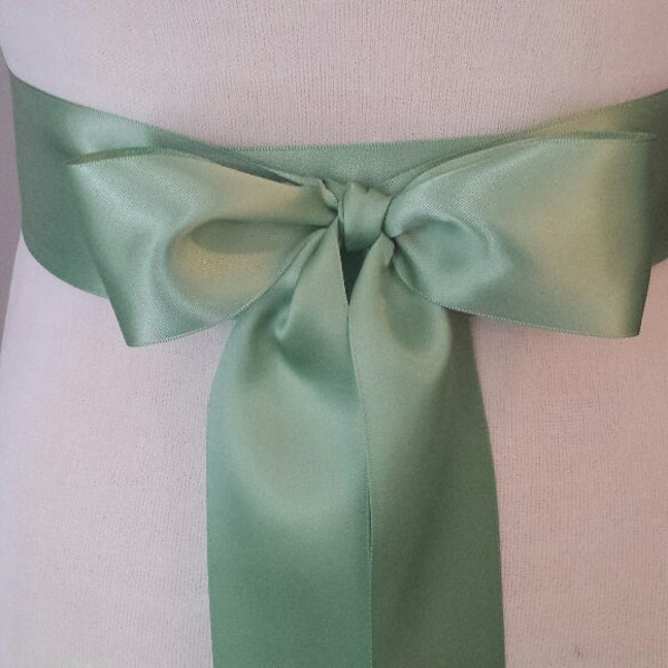 1"  1.5"  2", SAGE GREEN, Satin Ribbon Sash, Double Faced