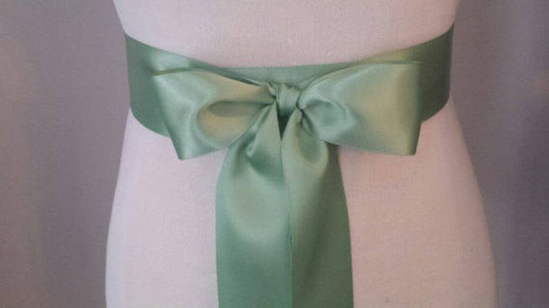 2.25 SAGE GREEN Satin Ribbon Sash, Double Faced - Etsy