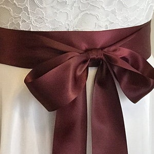 2.25"__ BURGUNDY__ Satin Ribbon Sash, Double Faced Ribbon Sash.