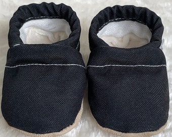 STIVI - Black Organic Cotton Lined Soft-soled CLAMFEET Baby Shoes