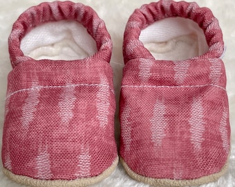 Dark Pink Baby Shoes | Organic Cotton Lined CLAMFEET Baby Booties | PETRA | Pink Baby Mocs
