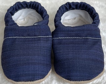 Navy Blue Baby Shoes | Organic Cotton Lined CLAMFEET Baby Booties | ZACH