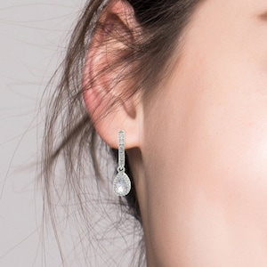 Dangle Drop drop cz Hoop Earrings, Tiny hoop Earrings, Dainty & Minimalist  Dangle Hoop Earrings, Huggie Hoop Earrings, Huggie cz Earrings