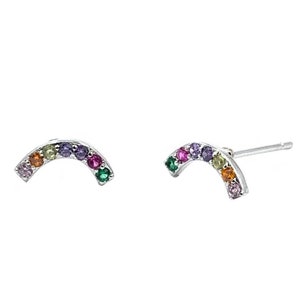 Multicolor Rainbow Studs, Rainbow CZ earrings, Little Rainbow Studs, Dainty CZ earrings, Minimalist Rainbow studs for Teens and Adults
