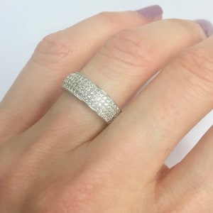 925 Silver CZ eternity ring,  All Around Pave Band, Micro Pave Stack Wedding Band, Stacking CZ band, Bridal Eternity Band CZ Ring