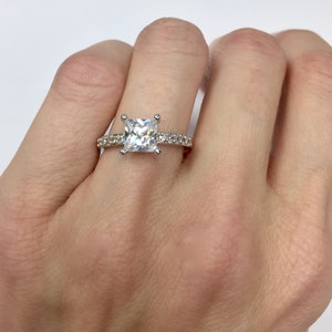 Princess Cut CZ Sterling Silver Engagement Ring, Small Stone silver cz engagement Ring, Delicate silver wedding ring, Princess Cut ring