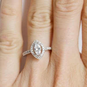 Marquise cut Engagement Ring, Halo Marquise ring , CZ Promise Ring, Halo Engagement Ring, CZ engagement ring