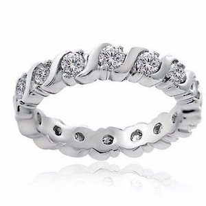 Thin CZ Eternity wedding ring, Full Eternity cubic zirconia Band, Engagement Ring, stackable Wedding Band, Thin CZ ring band, Stack Ring