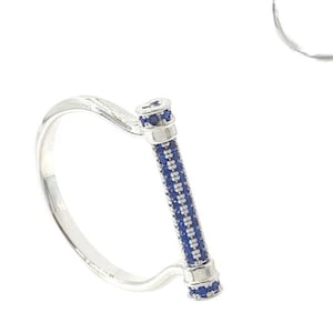 Pave Slim CZ Bar Ring, modern Silver bar cz ring, minimalist cz bar ring, line ring, single bar ring, Thin Screw Cuff Ring, designer ring