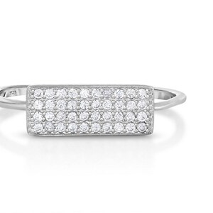 CZ Bar ring, Micro pave bar ring, Stackable bar ring, Silver bar ring, thin bar ring, Stackable midi bar ring