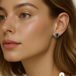 Cushion Cut CZ Halo Stud Earrings in Brass – Classic Cushion Cut Earrings, Colorful Studs, Minimalist Jewelry Gift for Her, Classic CZ Studs