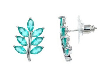Kleine grüne Blatt Ohrstecker-Minimalist Blatt Ohrringe- Blaue blattförmige Ohrstecker-Winziger Blatt Zweig-Petite Blatt Ohrringe-Geburt Stein Schmuck,Blätter