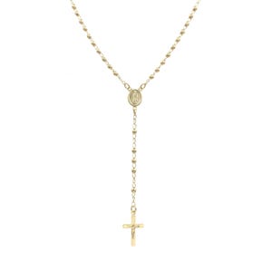 18k Gold Filled Lady of Guadalupe Rosary, Beaded Necklace Small Cross, Gold Rosary Necklaces, Catholic Jewelry Cross Anniversary gift, 18&quot;