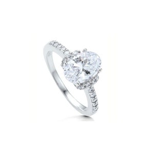 Oval Engagement Ring - Oval Cut Ring - Oval Halo Ring - Wedding Ring - Diamond Stimulants (CZ) - 2.5 Carat - Sterling Silver