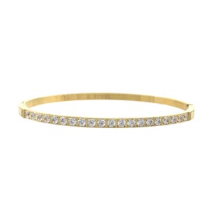 Thin CZ Stainless Steel Women&#39;s Hinged CZ Bangle Bracelet Size 7&quot; in, Gold CZ Bangle Bracelet, light silver bangle, Dainty Bangle Bracelet