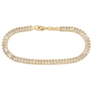Tennis Bracelet in Gold, 18k Gold- Filled Baguette White Cubic Zirconia Tennis Bracelet, Women&#39;s Delicate CZ Tennis Bracelet in Gold