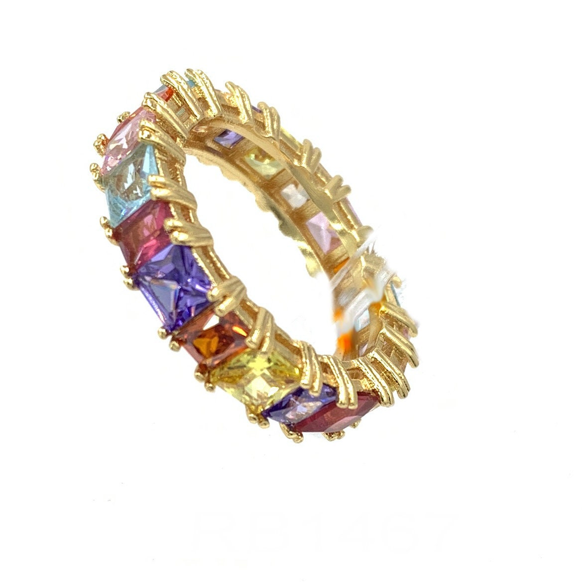 Multi Color Ring, Rainbow All Around Style, Eternity Princess