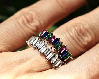Glamorous Baguette CZ Eternity Band Ring, Size 9.25 - Etsy display picture 1