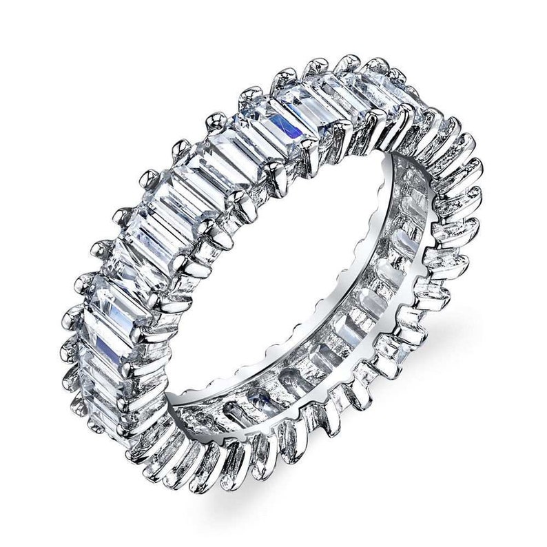 Sterling Silver Baguette Cut White CZ Eternity Band Stacked Etsy