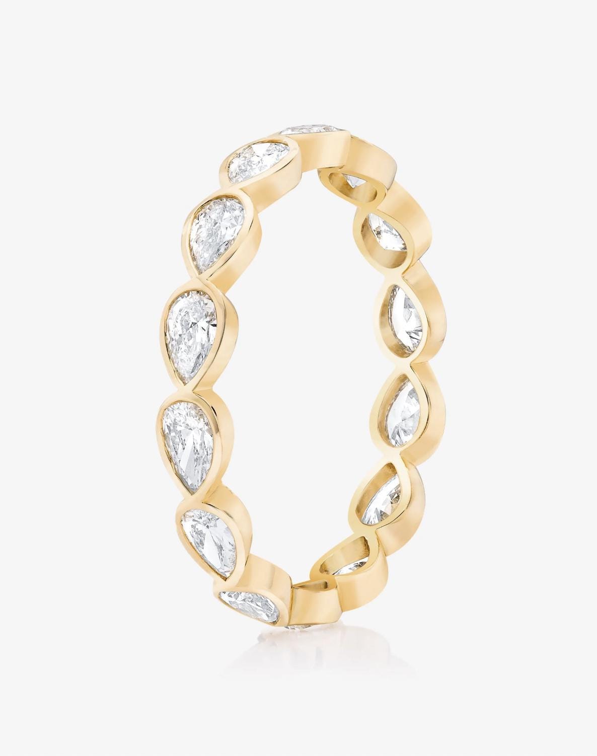 Sideways Pear Shaped Bezel Eternity Band, White Pear Cut Infinity Ring ...