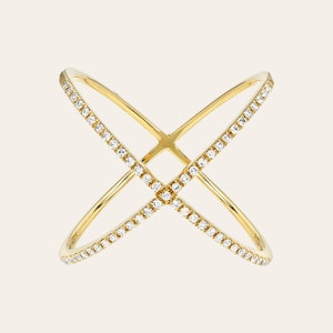 X Ring Criss Cross Ring Crossover Ring Gold Plated X Ring Multicolor X Ring X Cross Ring Statement Ring Dainty Ring CZ Ring image 5