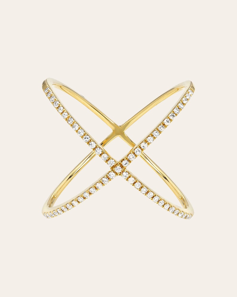 X Ring Criss Cross Ring Crossover Ring Gold Plated X Ring Multicolor X Ring X Cross Ring Statement Ring Dainty Ring CZ Ring image 5