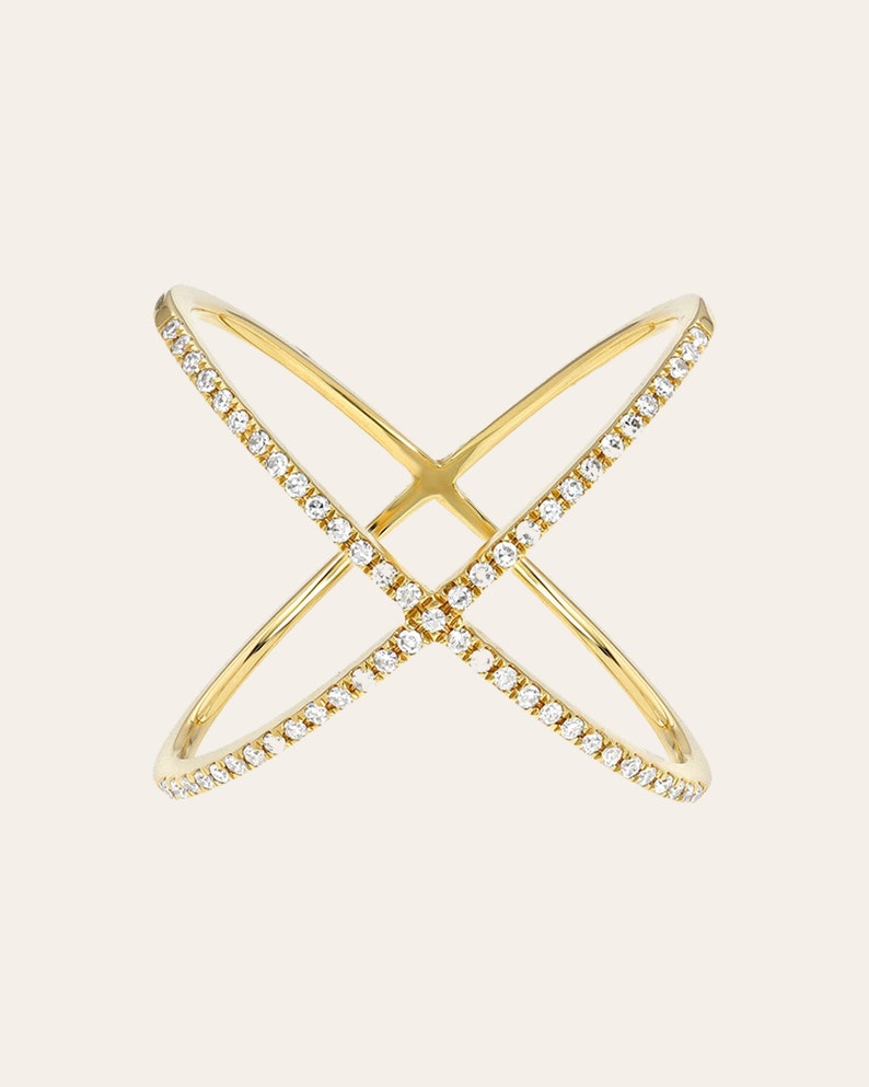 X Ring Criss Cross Ring Crossover Ring Gold Plated X Ring Multicolor X Ring X Cross Ring Statement Ring Dainty Ring CZ Ring image 8