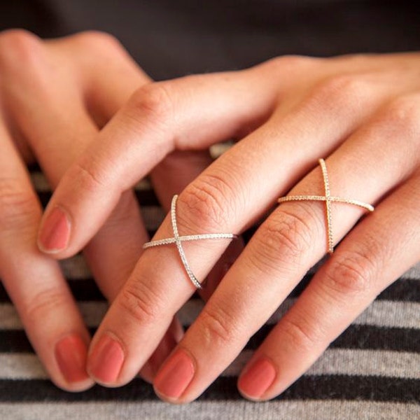 X Ring | Criss Cross Ring | Crossover Ring | Gold Plated X Ring | Multicolor X Ring | X Cross Ring | Statement Ring | Dainty Ring |CZ Ring