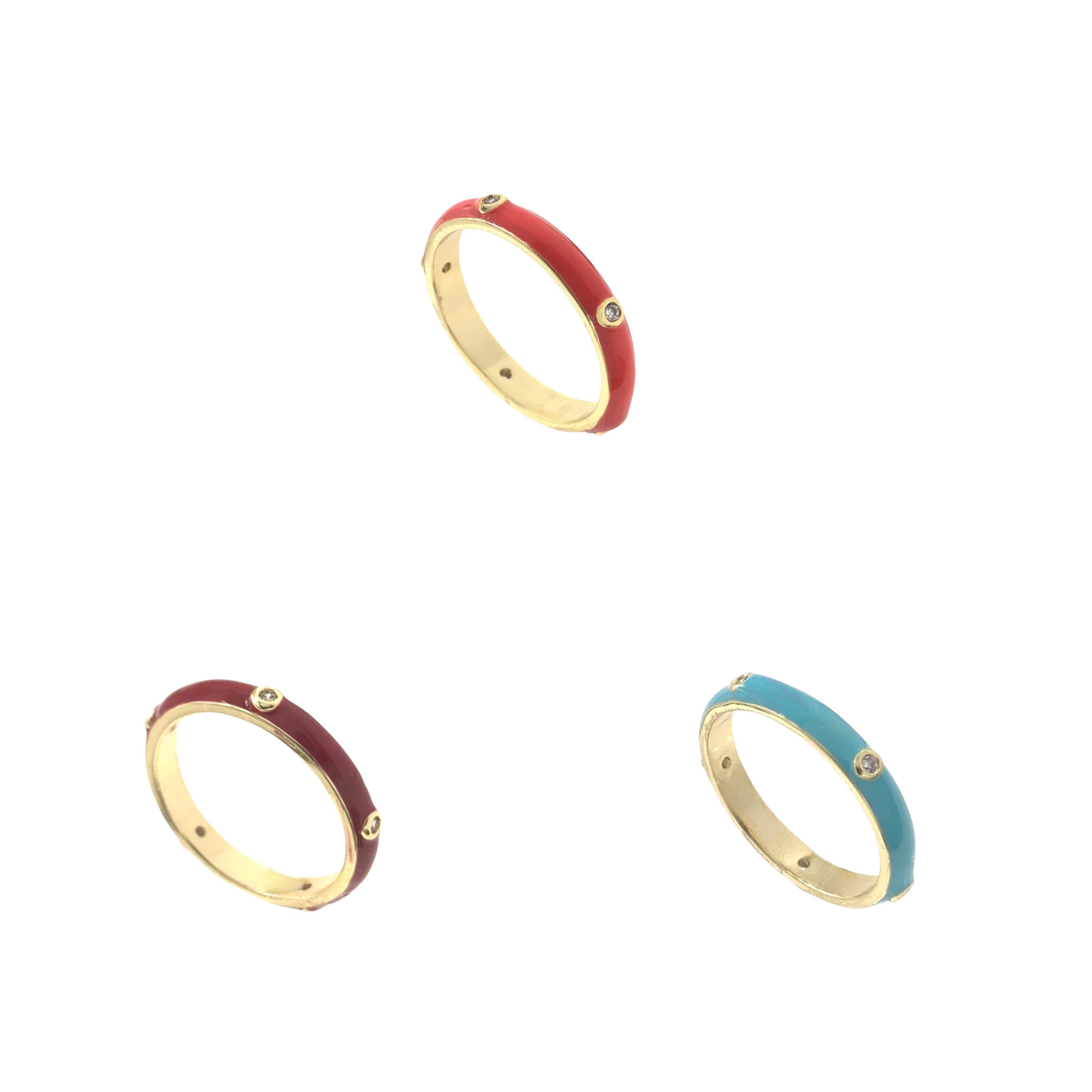 Colorful Enamel Ring, Gold Enamel Ring for Her, Multicolor Silver ...