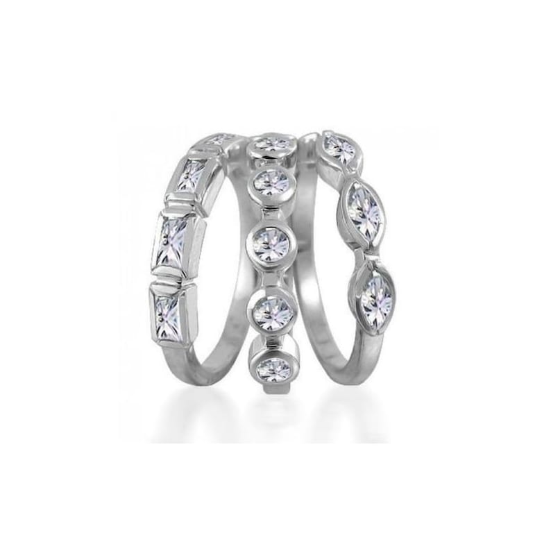 3 mm art deco baguette PLEIN ETERNITY Mariage Bande Bague Argent Sterling 925