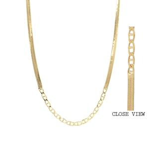 Unique 18K Gold-Filled 18Inch/45cm Half Flat snake link , Half Link Necklace - delicate gold necklace for women