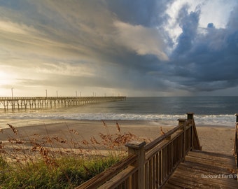 Calm Before the Storm, North Topsail Island Photography, Seaview Pier Photograph, Topsail Island Print, Beach Print, North Carolina Coast,