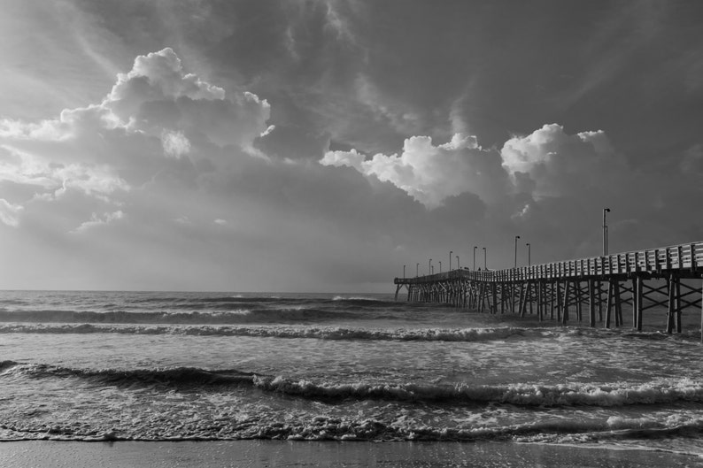 North Carolina Coast, Ocean Pier, Black and White Photography, Beach ...