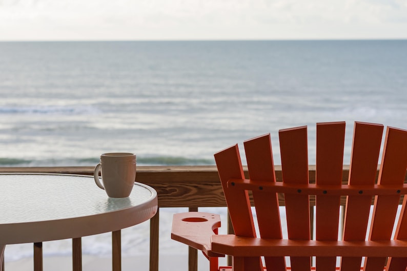 Ocean view from the comfort of your chair Bliss North Carolina coastal decor Beach photography Morning coffee at the edge of the world