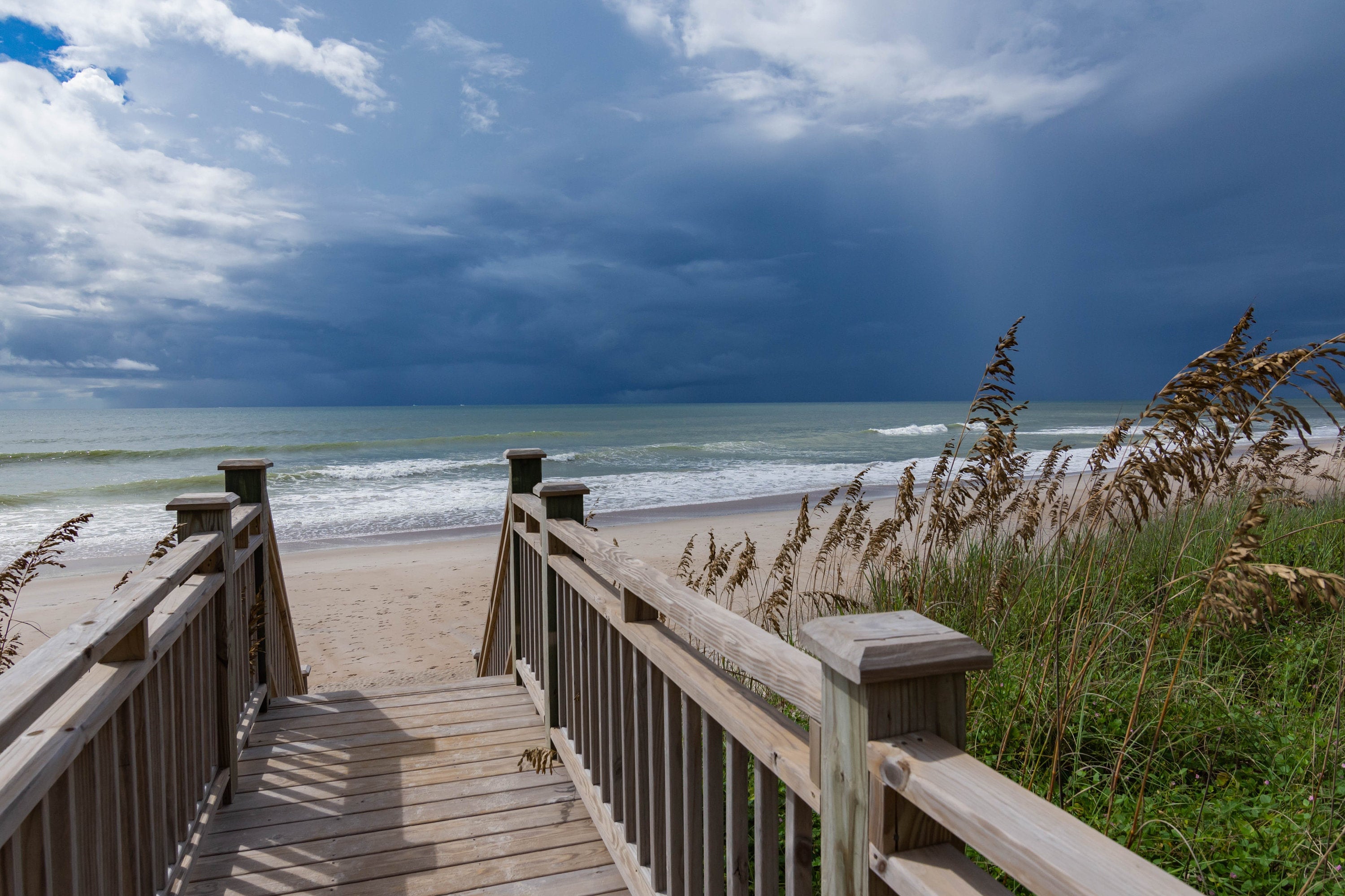 Blue Ocean Print Blue Wall Art North Carolina Beach Photography Large Wall Art Coastal Decor Pier Beach Print Contemporary Wall Art