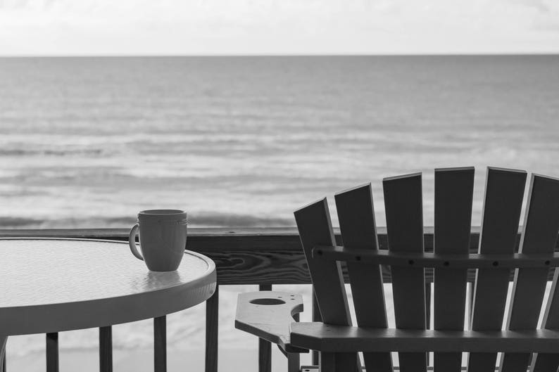 Ocean view from the comfort of your chair Bliss North Carolina coastal decor Beach photography Morning coffee at the edge of the world